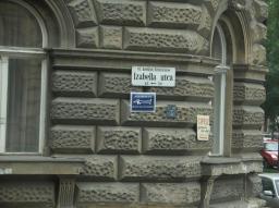 Budapest/Street sign near Andrassy/Octagon with dog sign/(opposite Lukacs bakery)