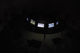 Laces/Table, chairs, installation with 12 channel video/Giardini della Biennale, Israeli Pavillon